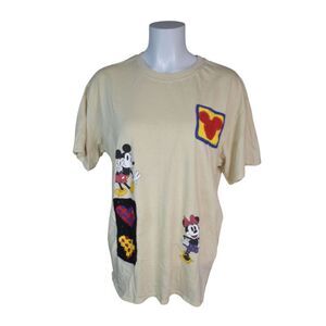 Disney Mickey Mouse Minnie Mouse Crochet Knit Patch Tan Granny Square Large